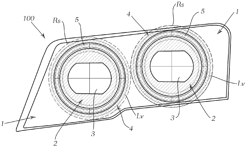 Automotive headlights for generating main and auxiliary light distributions