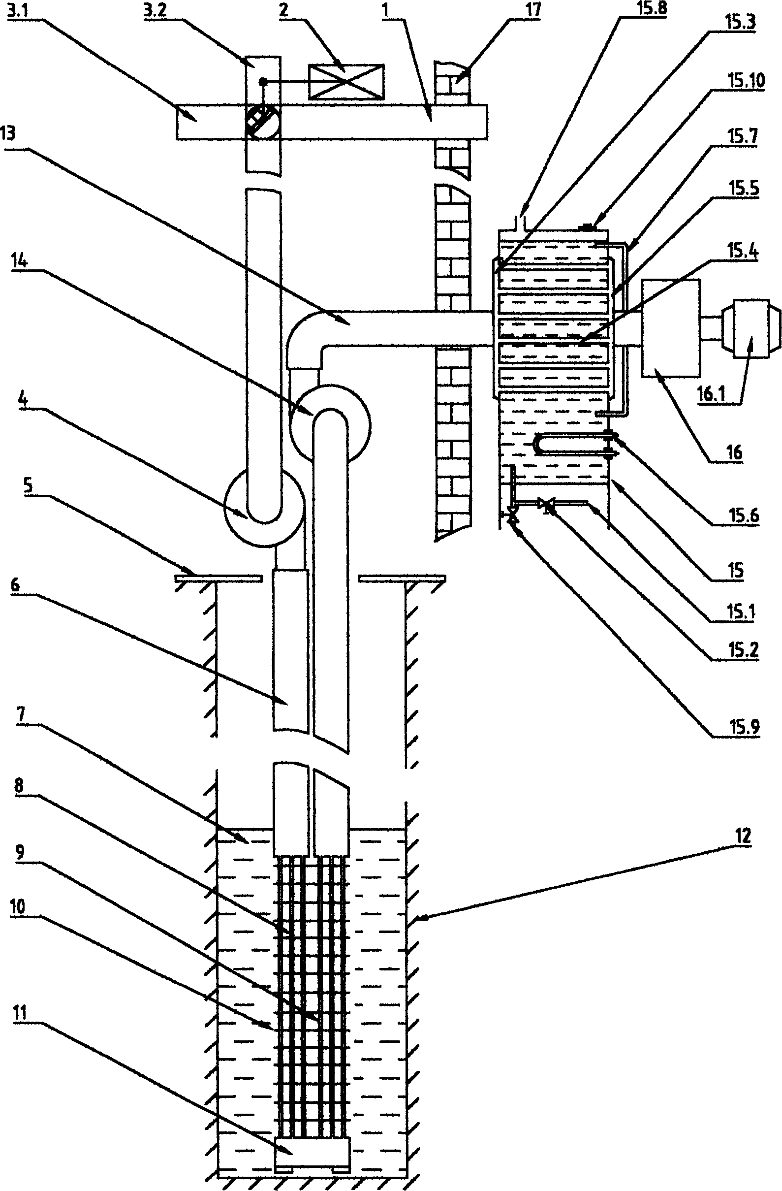 Heat-exchanging air-conditioner for indoor air and underground thermostatic layers