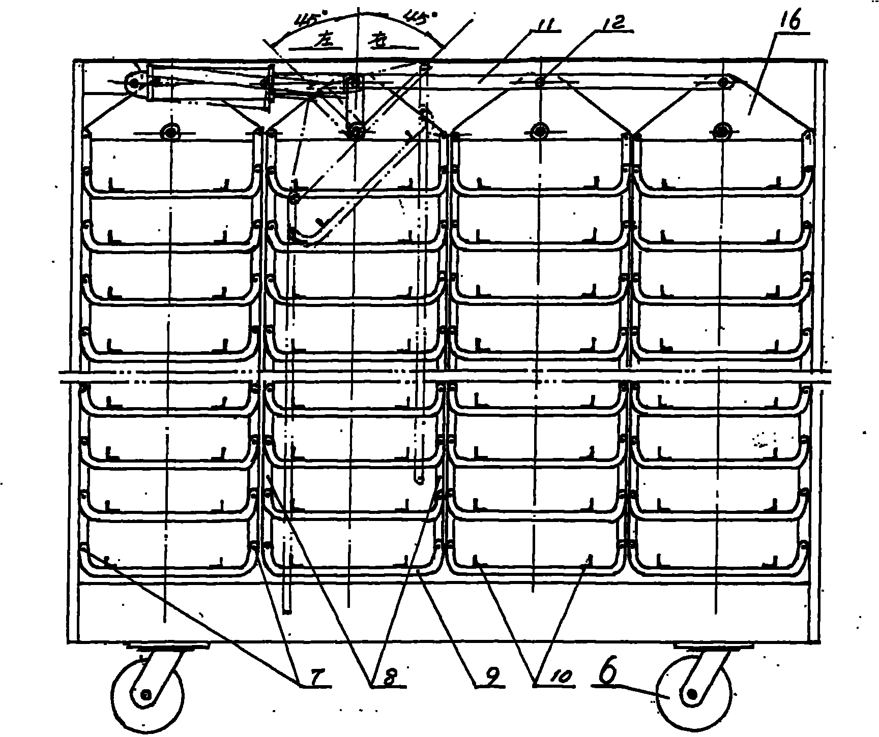 Egg trolley for roadway incubation machine