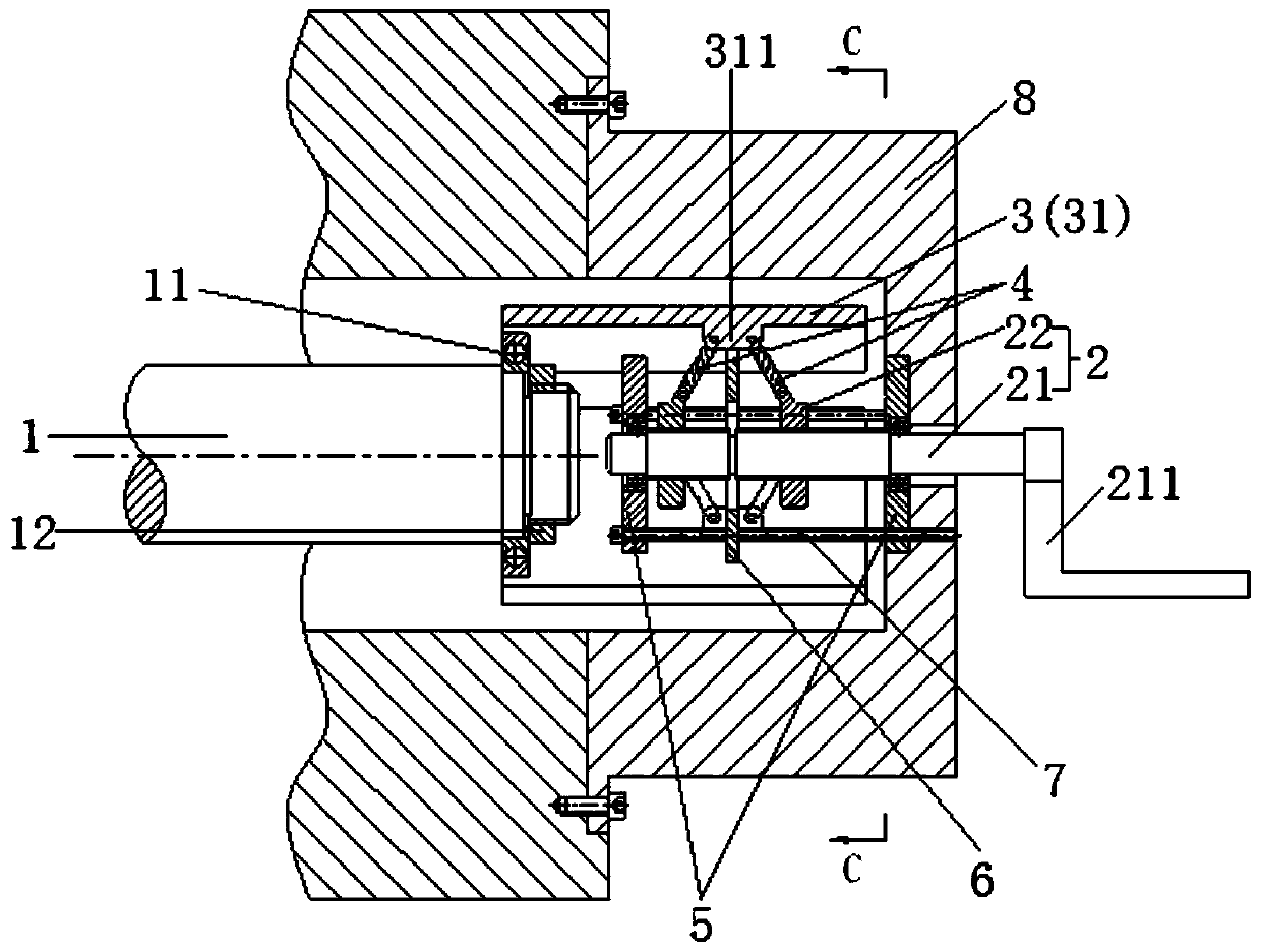 Rocker clamping type protective bearing device