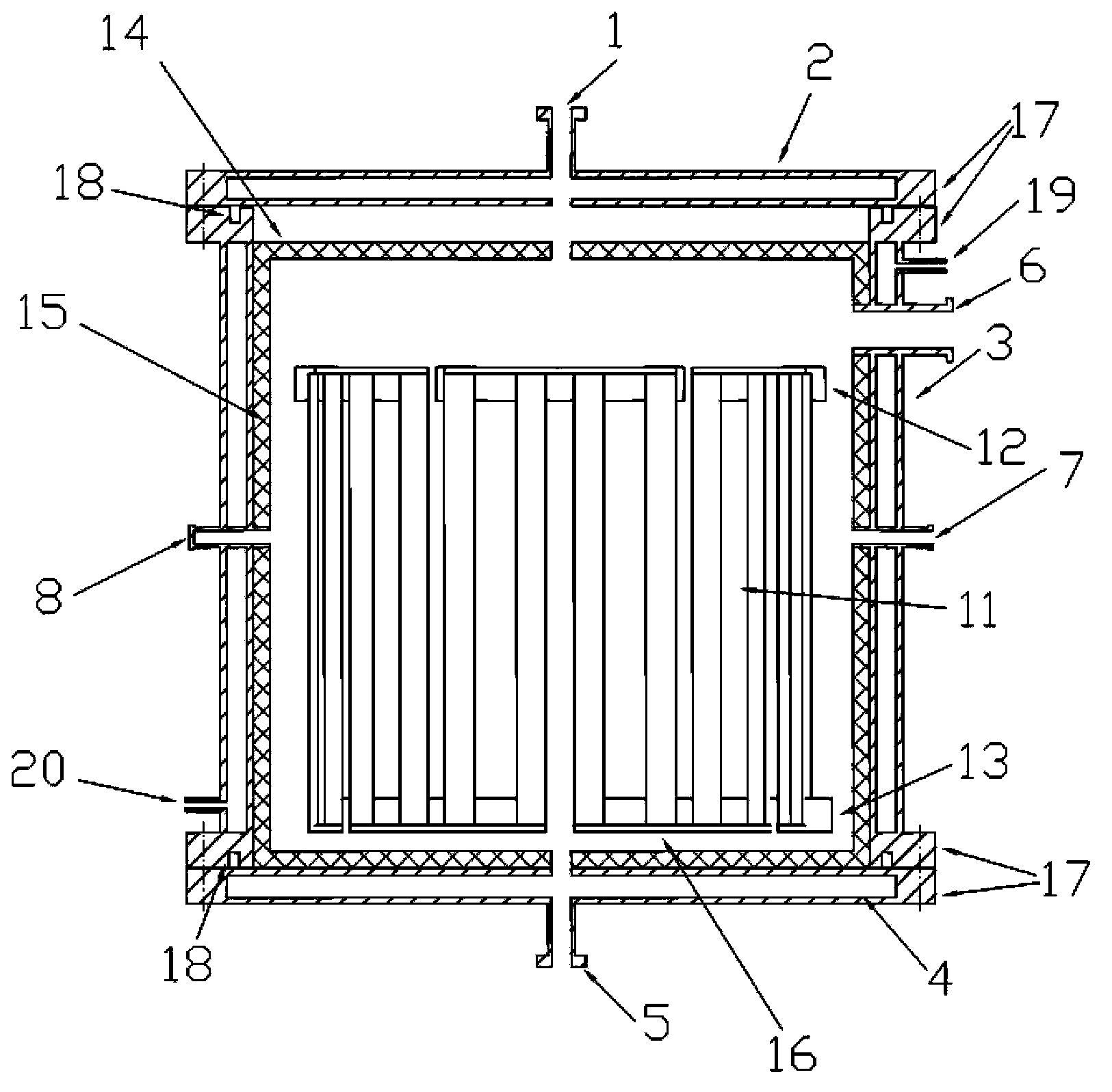 Well type high-temperature resistance furnace for heat treatment of PAN (polyacrylonitrile) based carbon felt