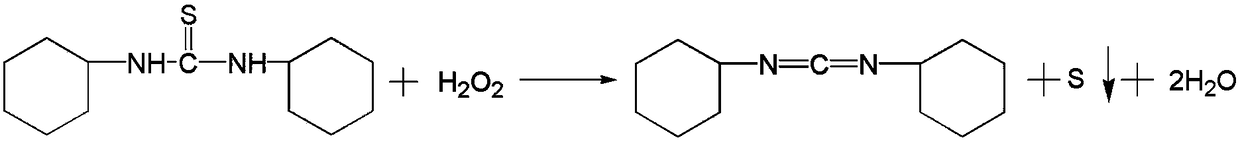 Method for synthesizing N, N'-dicyclohexylcarbodiimide through hydrogen peroxide serving as oxidizing agent