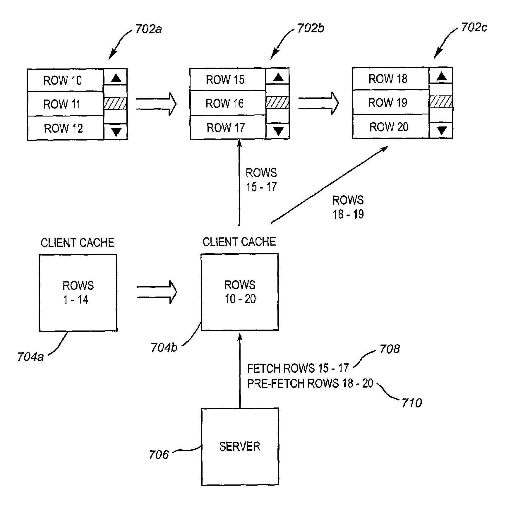 Method and system for scrollable cursors