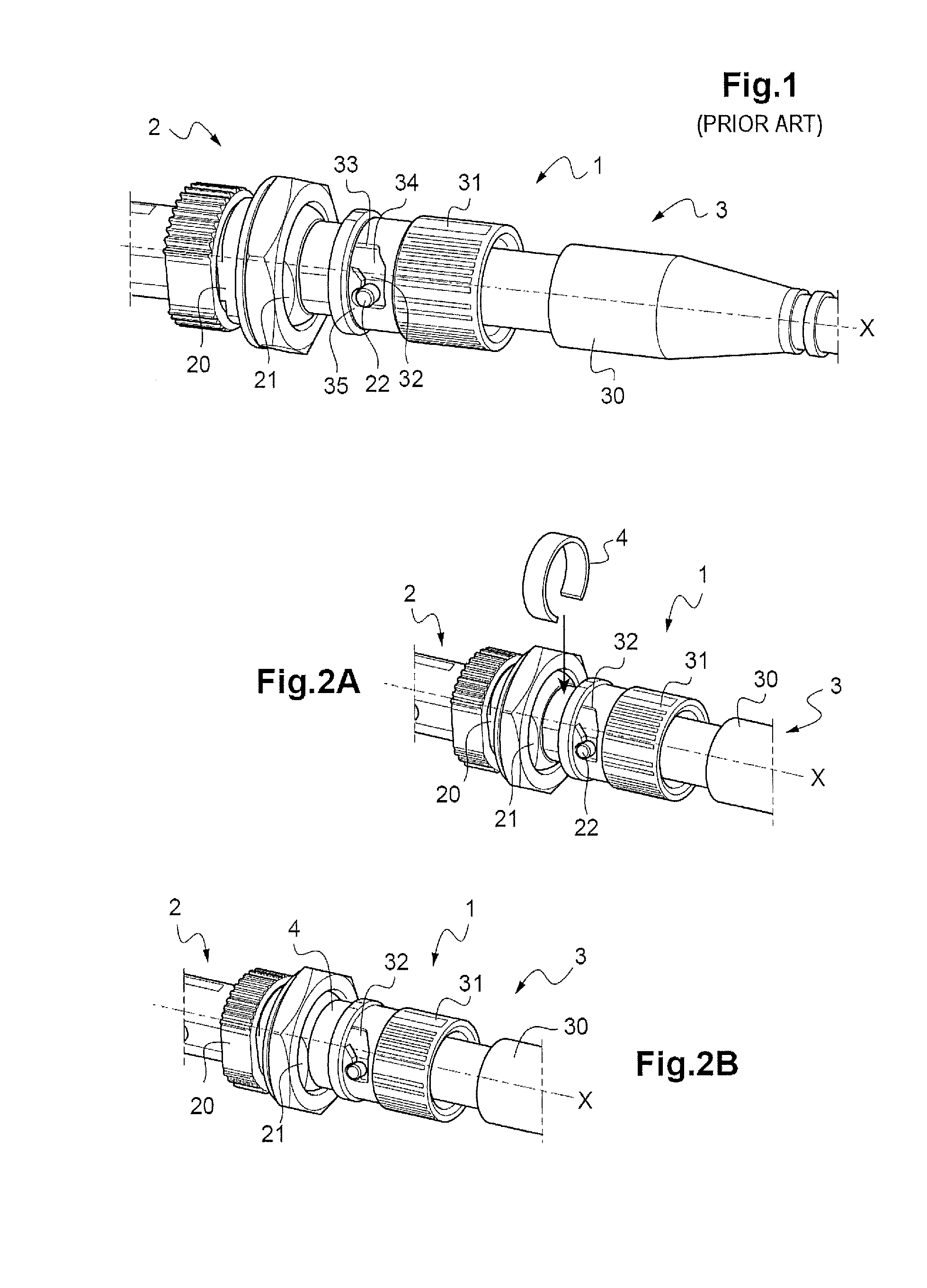 Connection assembly with bayonet locking of the connection elements