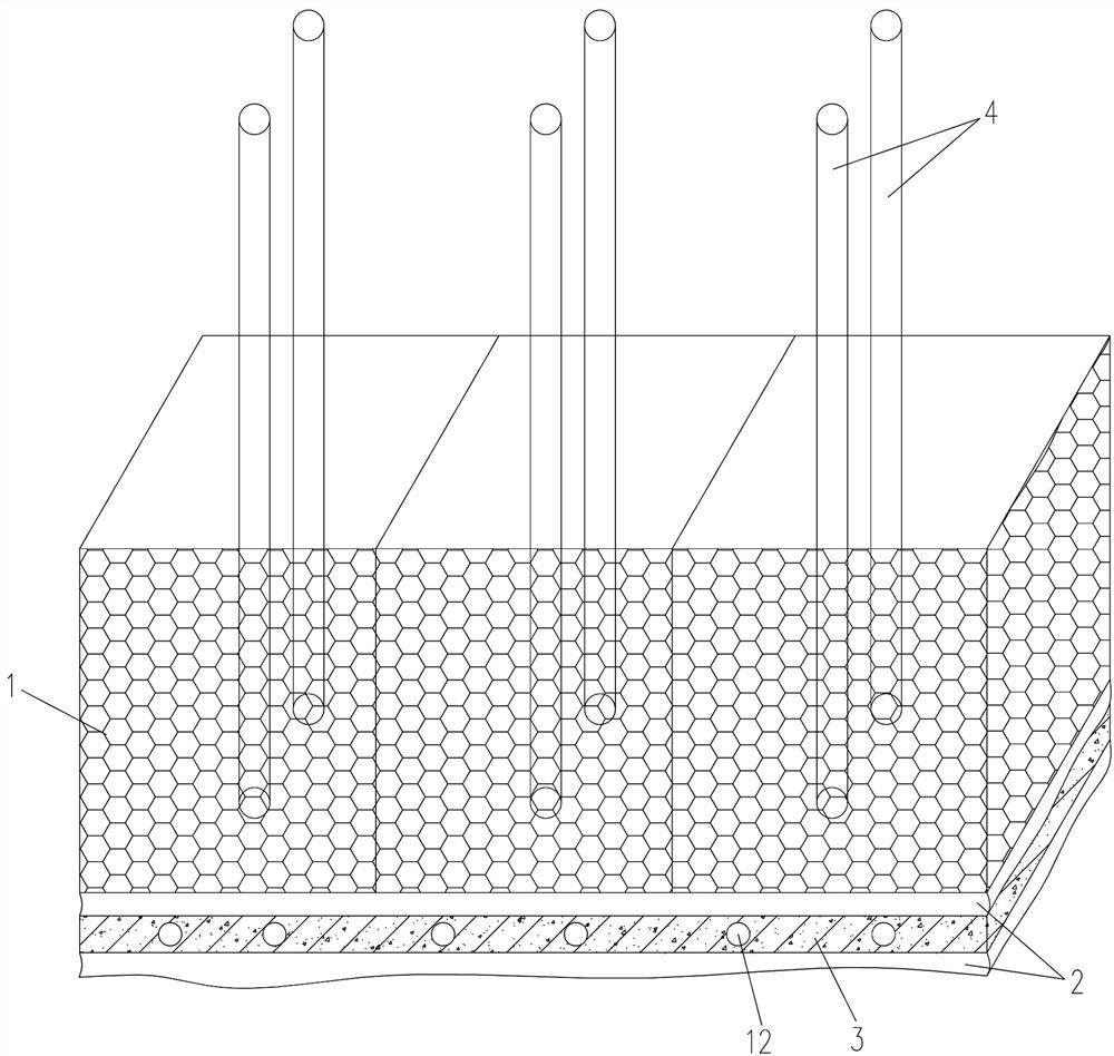 Novel gabion retaining wall capable of dissipating energy and greening and construction method