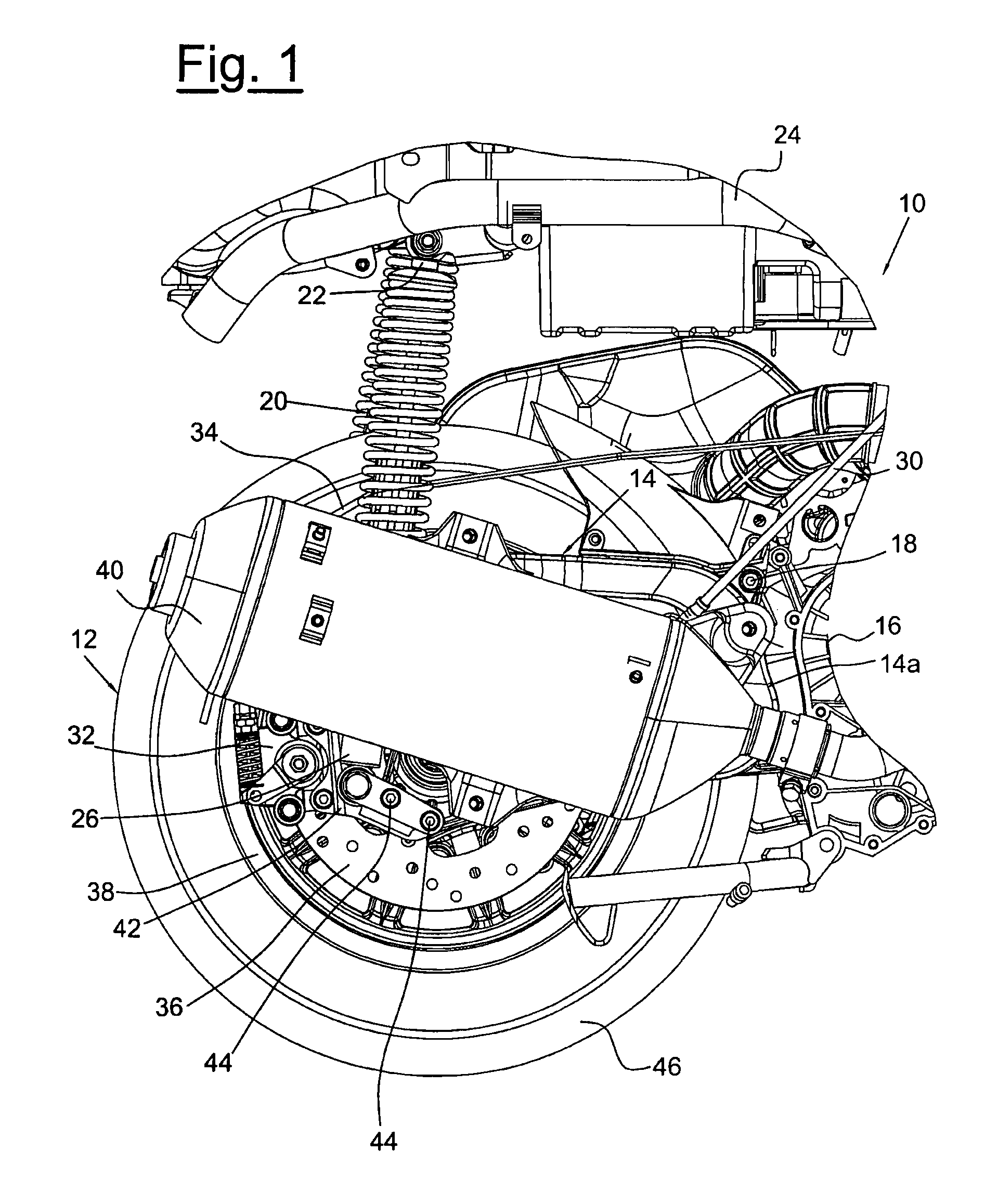 Motorcycle having a plurality of brake calipers acting on its rear wheel