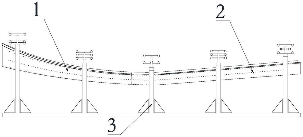 Manufacturing process and equipment for hypernormal-size conformal curved surface reflecting plate