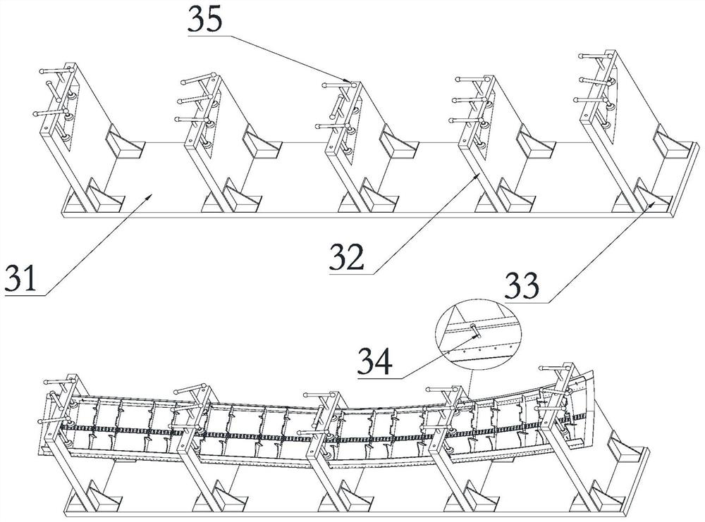 Manufacturing process and equipment for hypernormal-size conformal curved surface reflecting plate