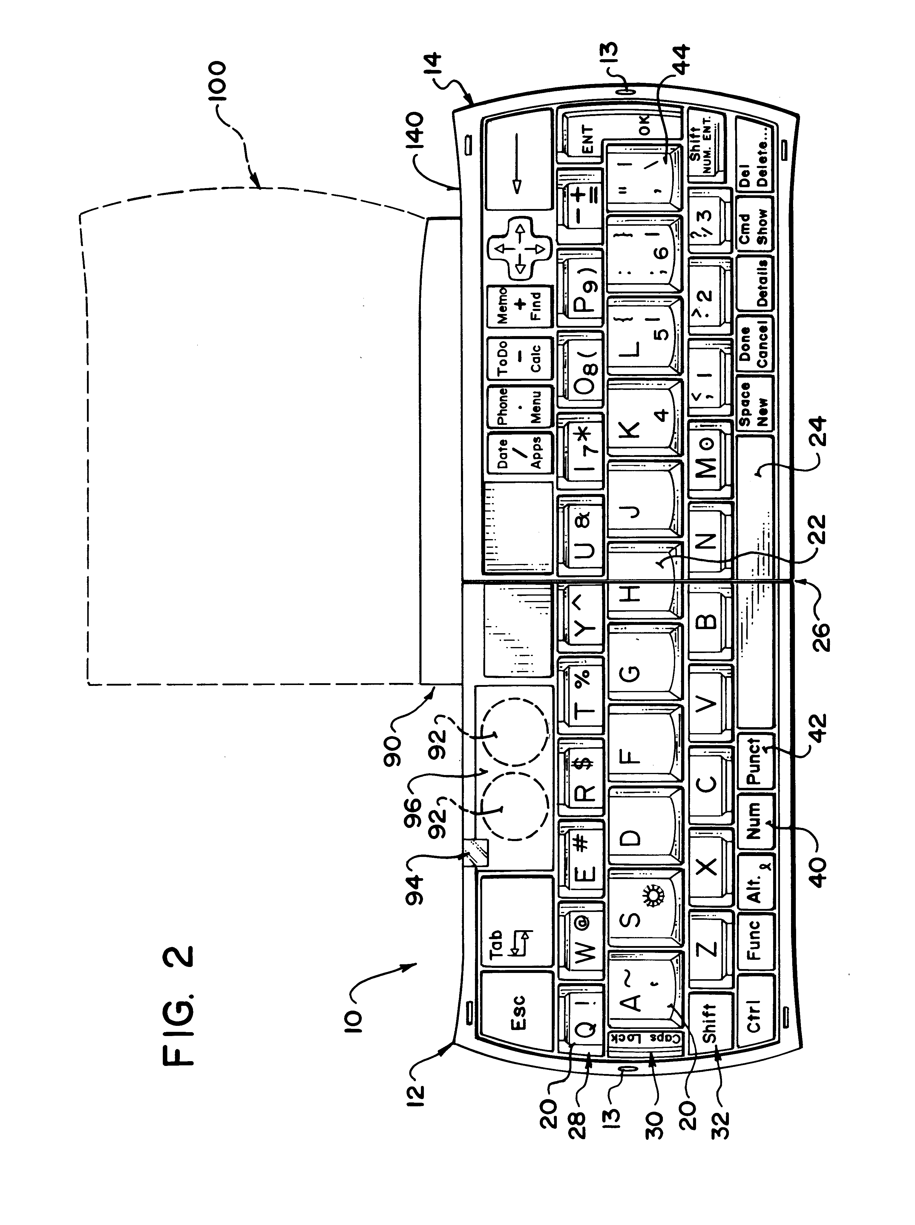 Folding keyboard for a personal digital assistant