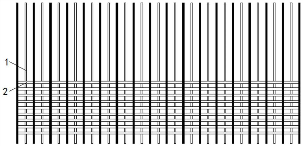 Composite lead wire shuttleless continuous weft woven grid