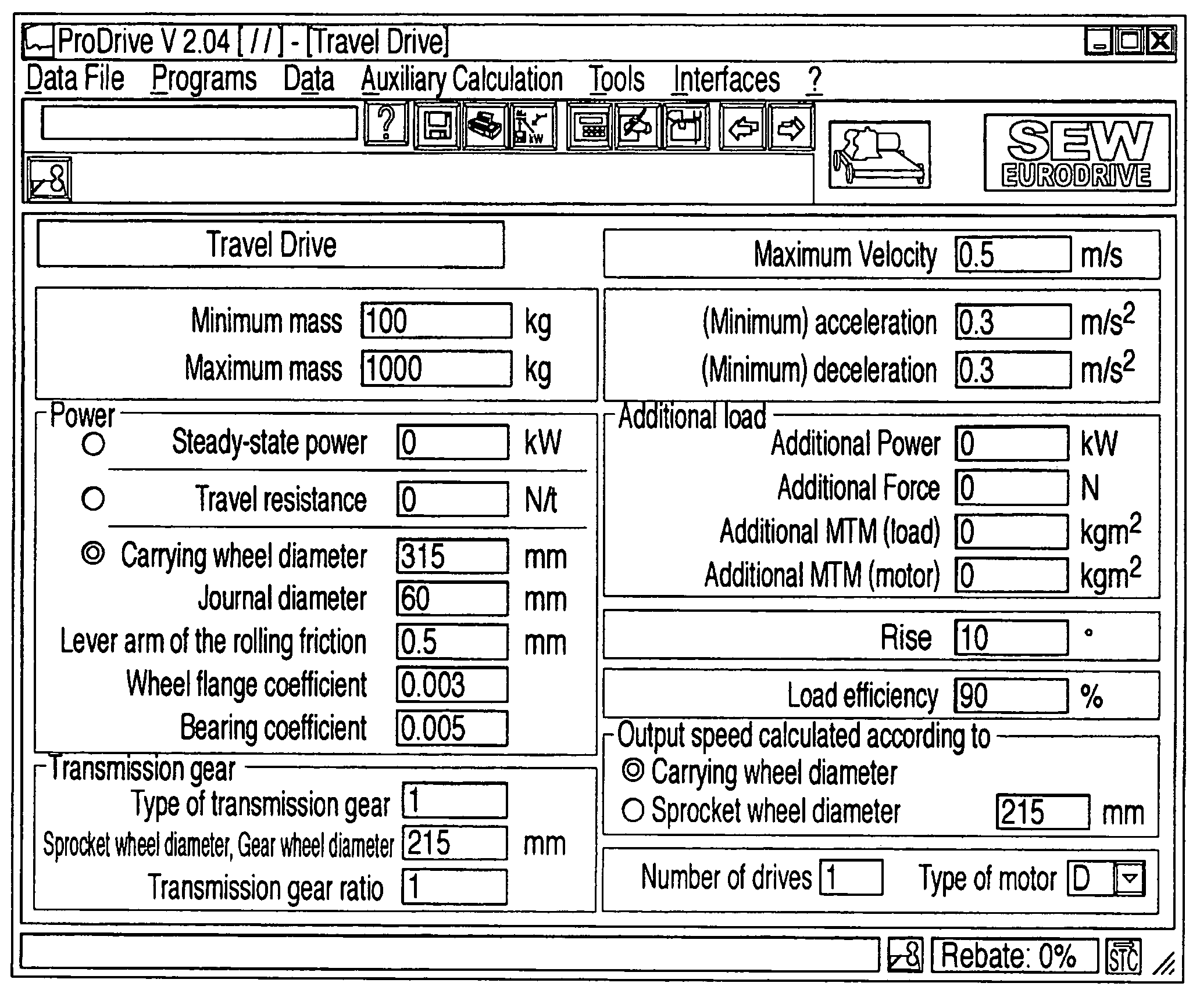 Method and assembly for determining and/or producing a drive or parts for a drive and interface and method for determining an operational reliability factor SB