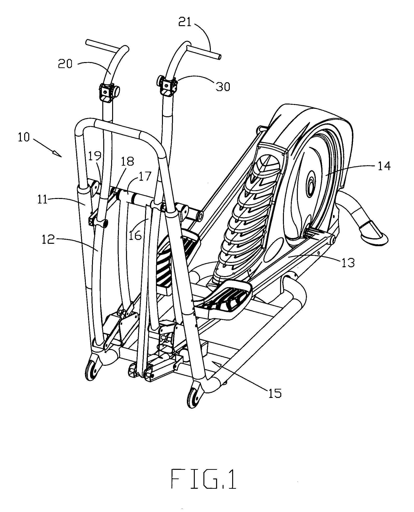 Adjustable handle support of an exercise apparatus