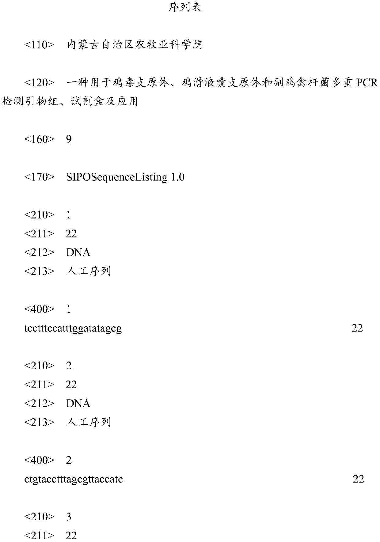 Multiplex PCR detection primer set and kit used for mycoplasma gallisepticum, mycoplasma gallisepticum and parabacterium bacillus and application of kit