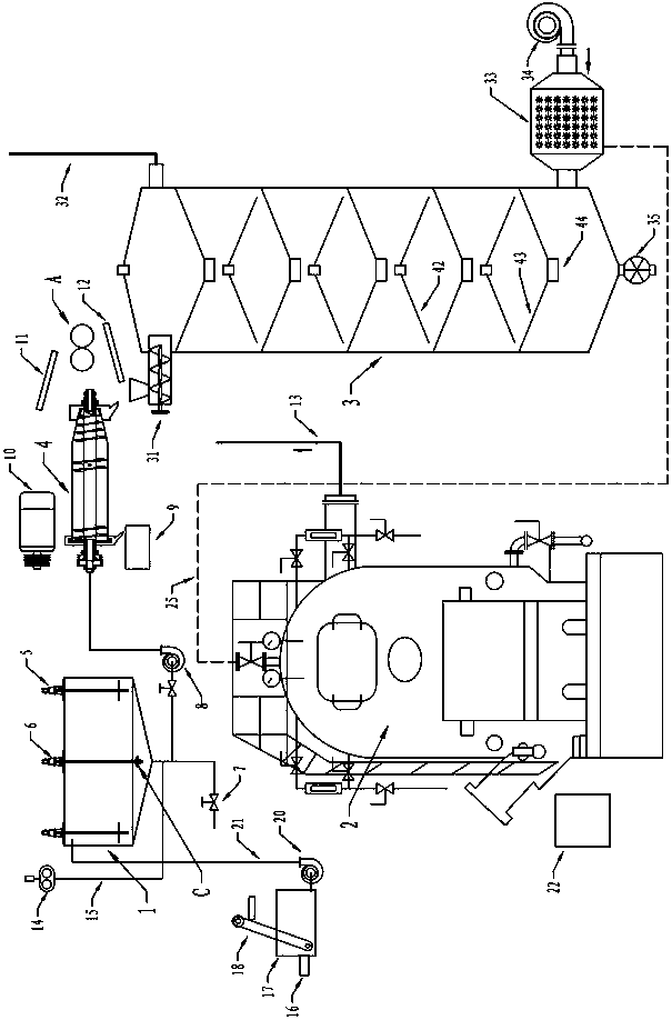 Sine roller type municipal wastewater and garbage treatment device with slag salvaging machine