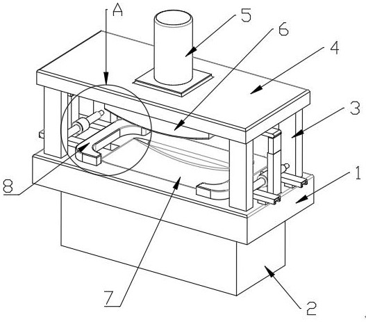 Stamping device for automobile bumper machining