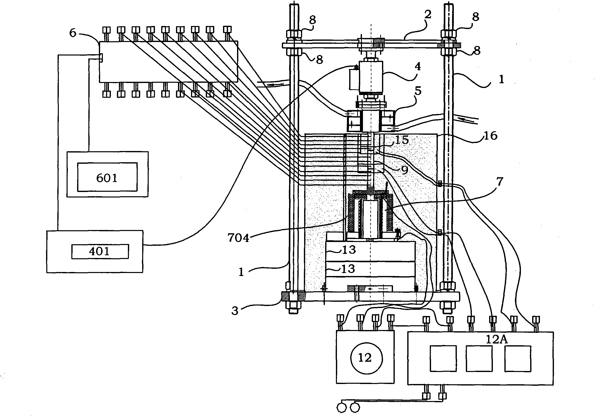 Thermal contact resistance testing device with cooling device