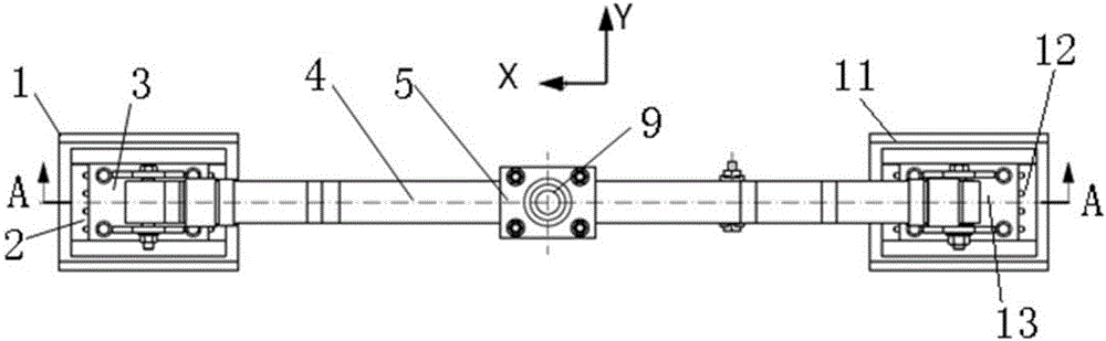 Bench test device for vertical stress on plate spring