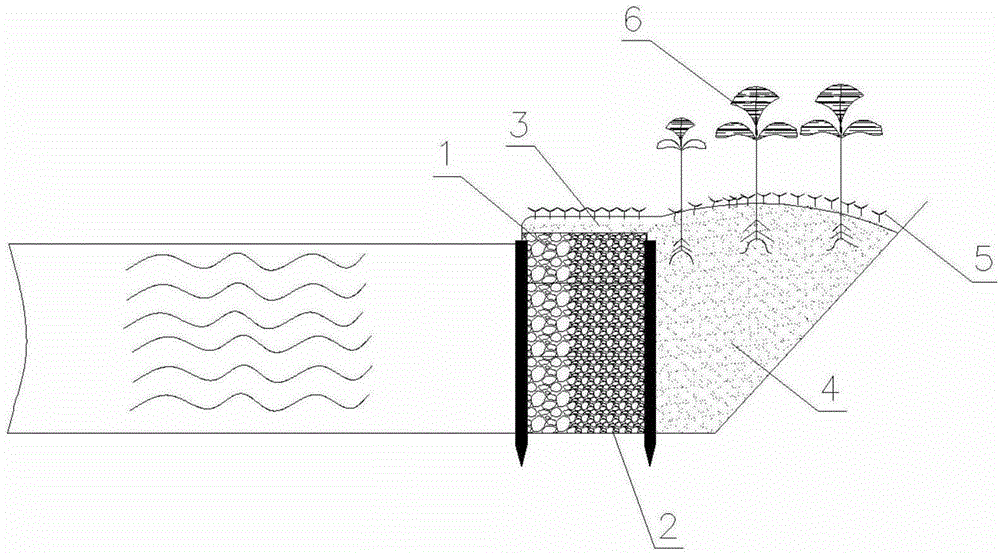 Taihu lake ecological dam revetment construction method