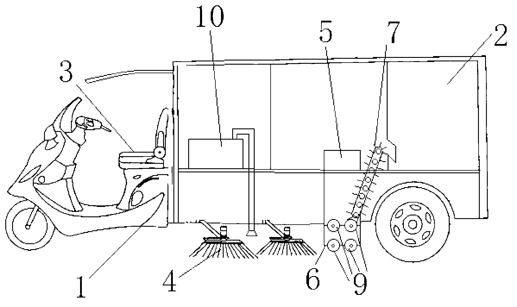 Multifunctional three-wheel sanitation vehicle