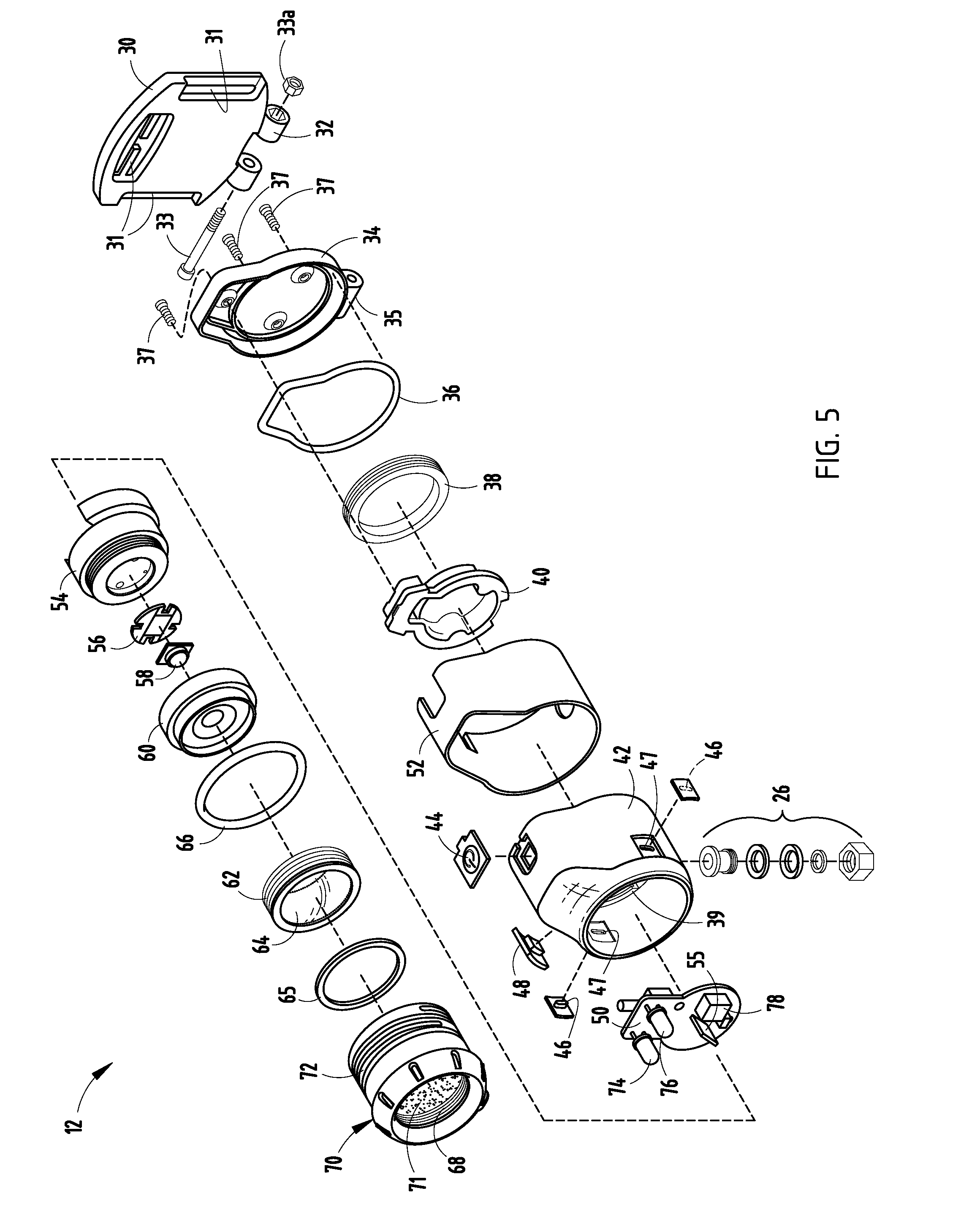 Lighting device having adjustable spot beam