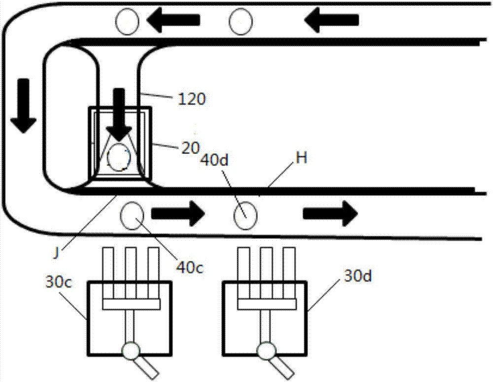 Overhead travelling crane system as well as track device and material conveying method thereof