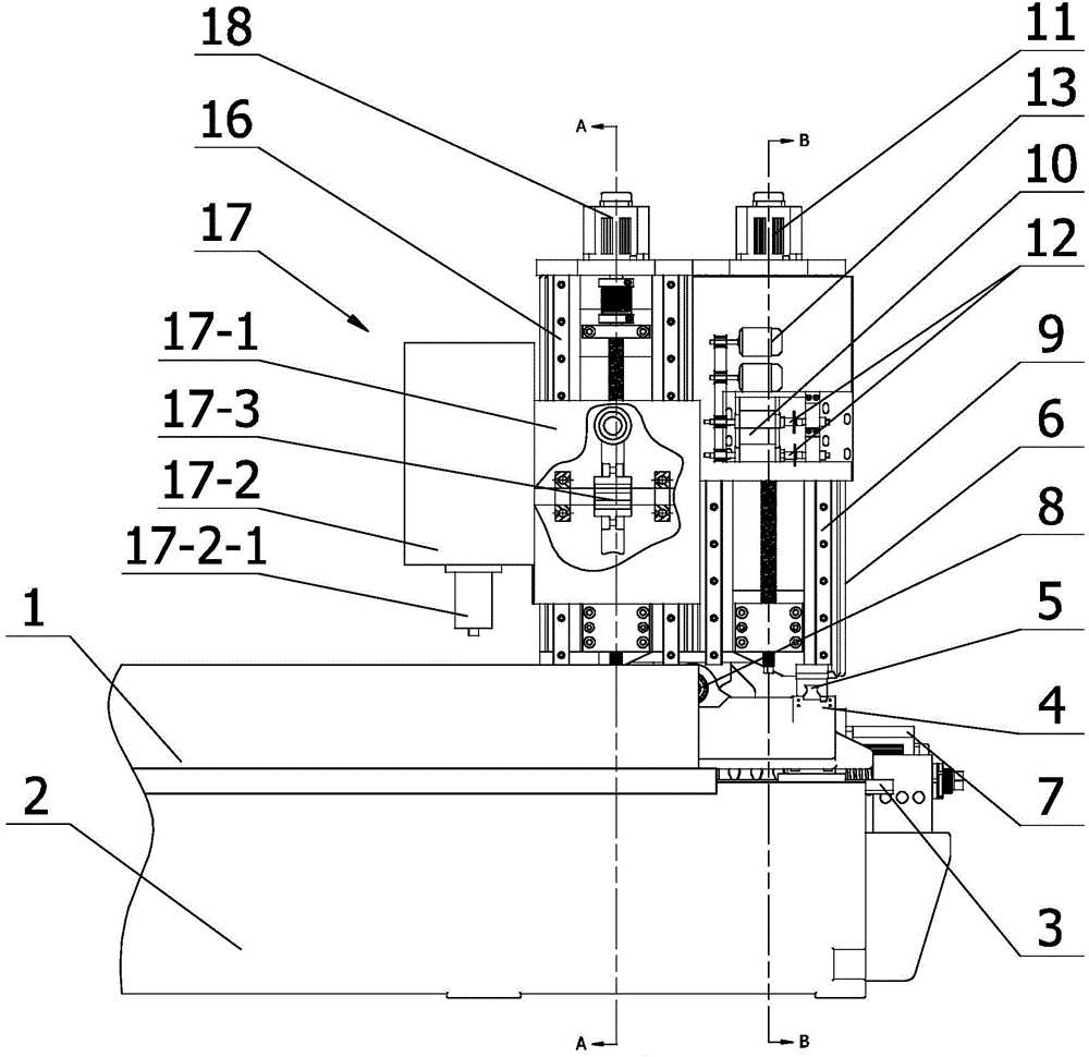 Double-milling head machining device