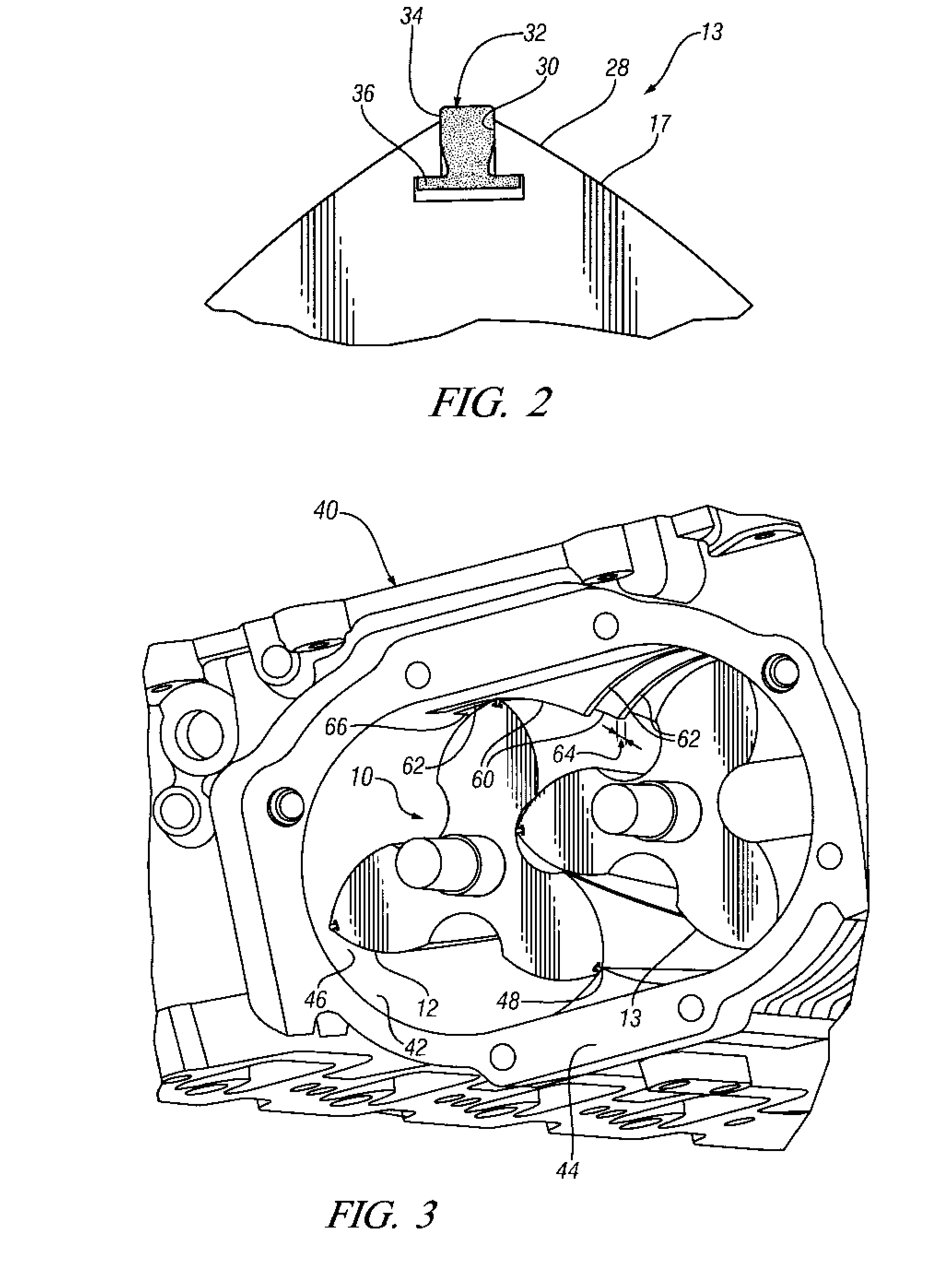 Supercharger with outlet bars for rotor tip seal support