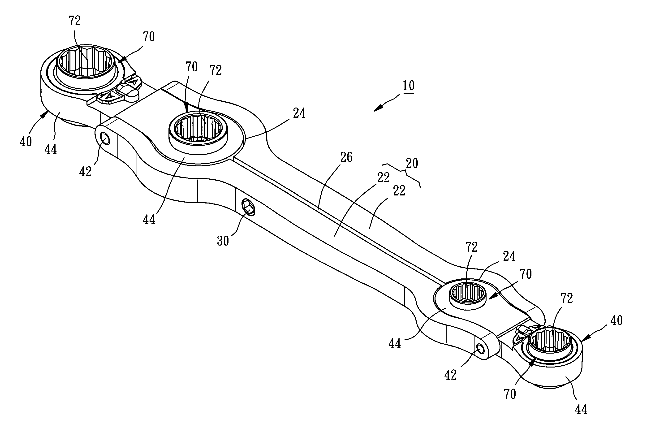 Wrench for different-sized nuts