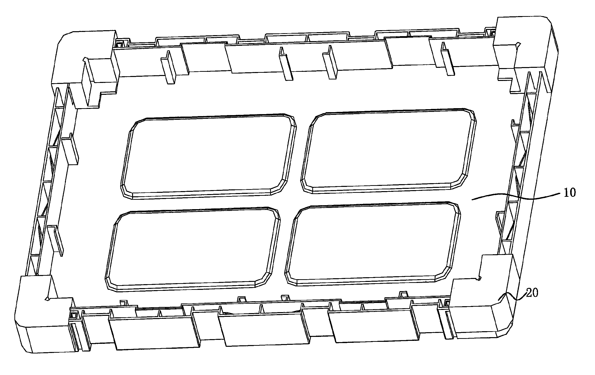 Buffering stop structure and corresponding packing case