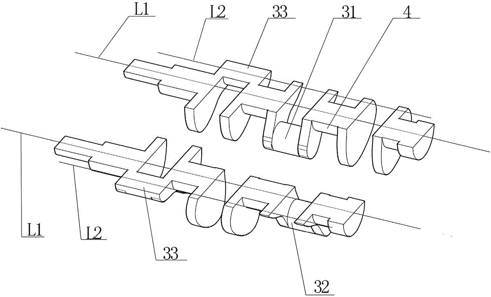 Formative technology for three-cylinder bent axle