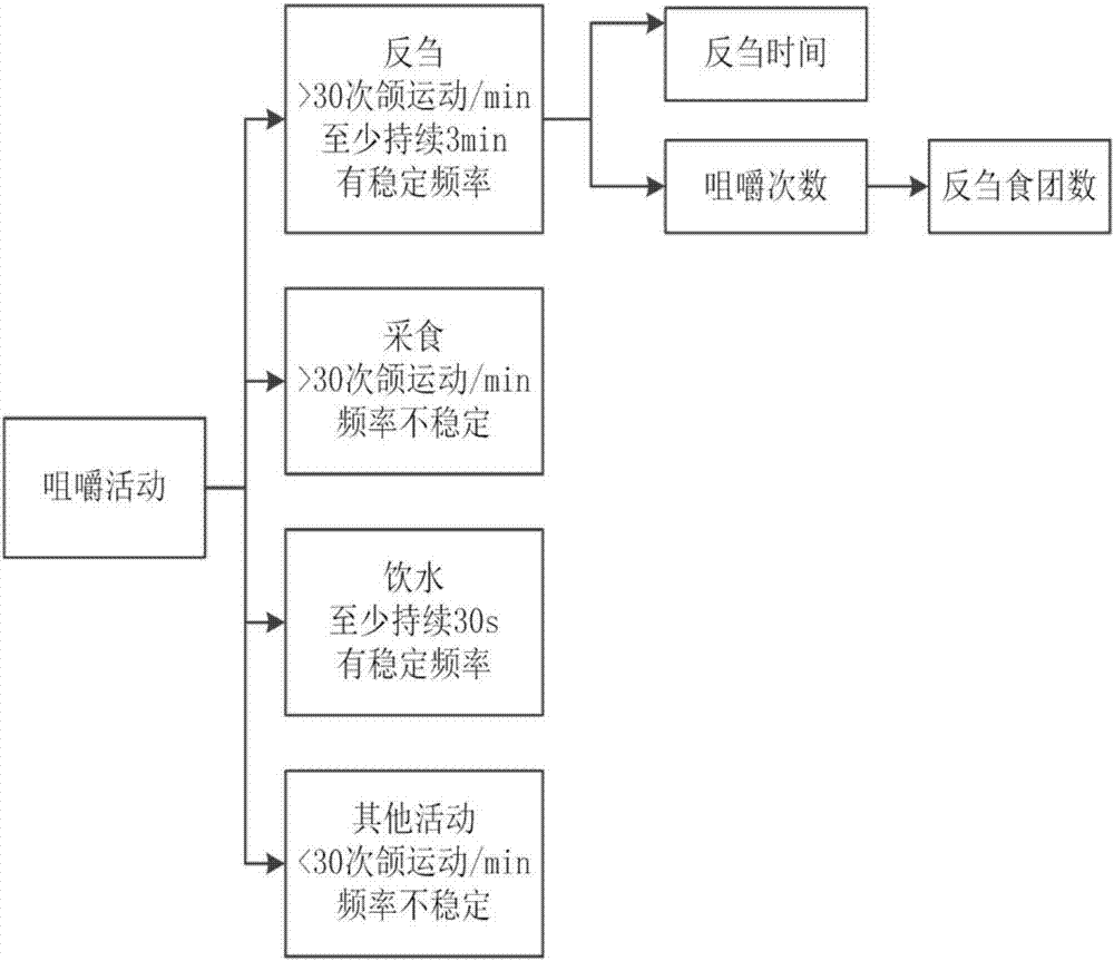 Rumination recognition method based on nosepiece pressure change of ruminant