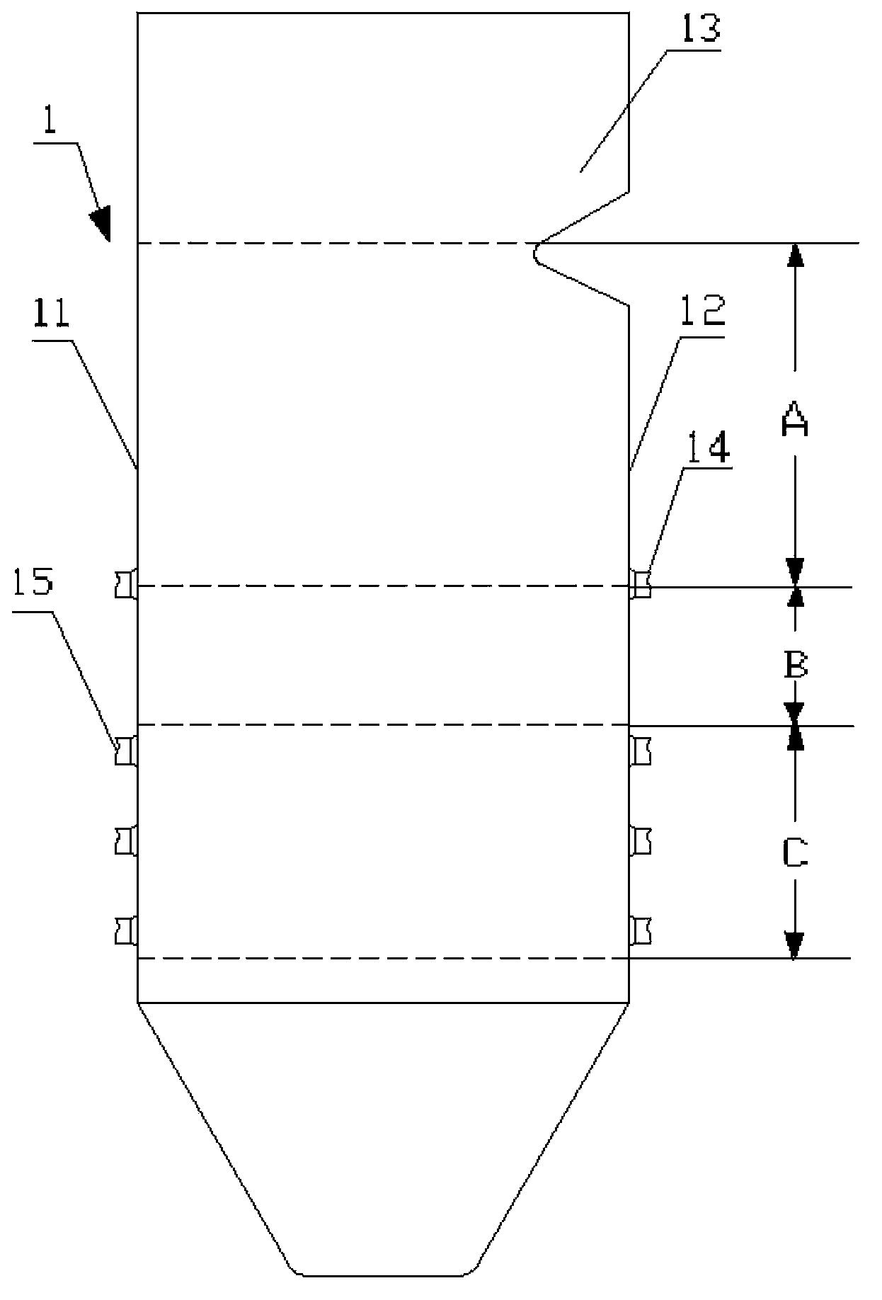 Wall-attached wind nozzle, boiler and boiler system