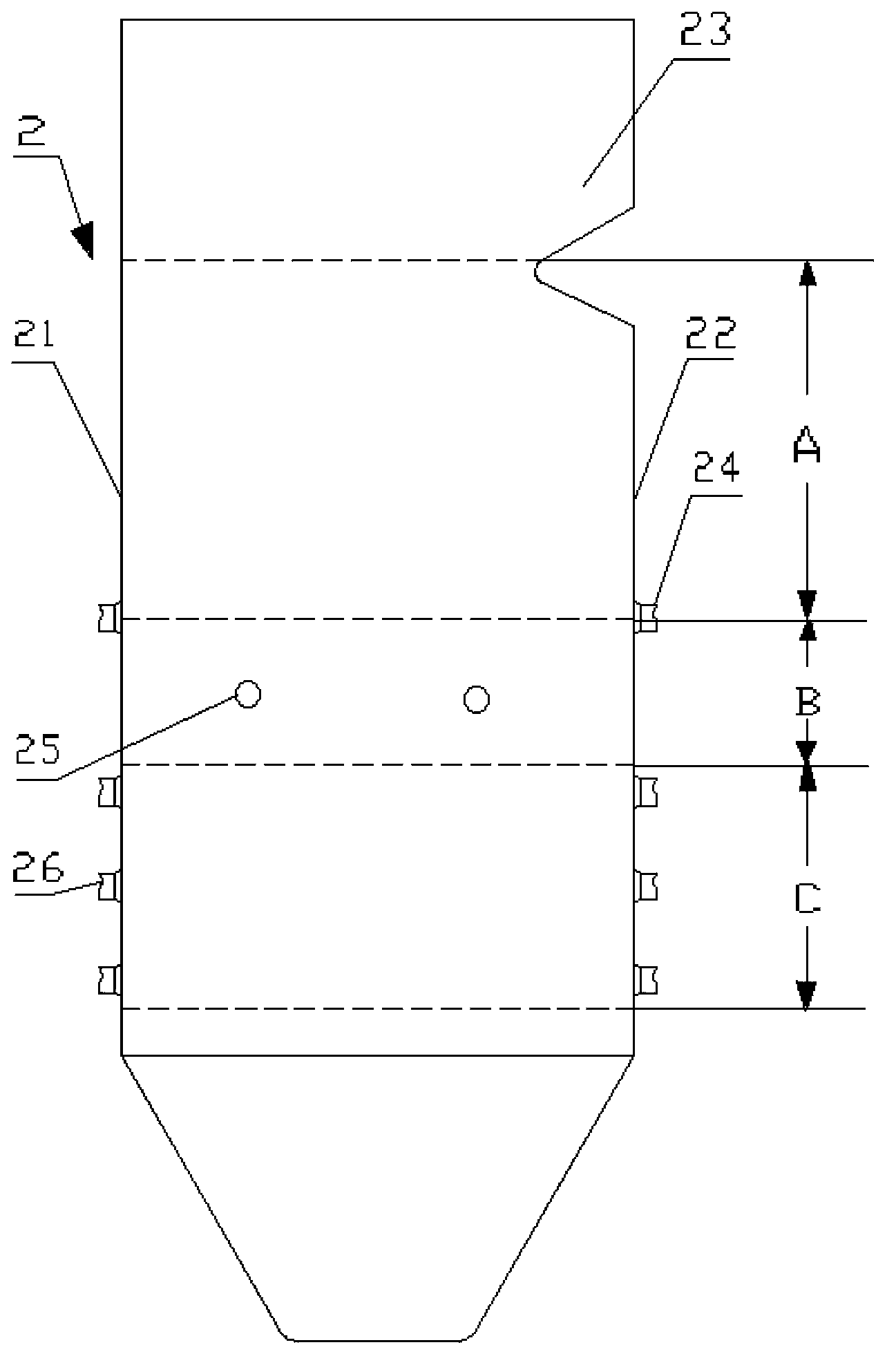 Wall-attached wind nozzle, boiler and boiler system