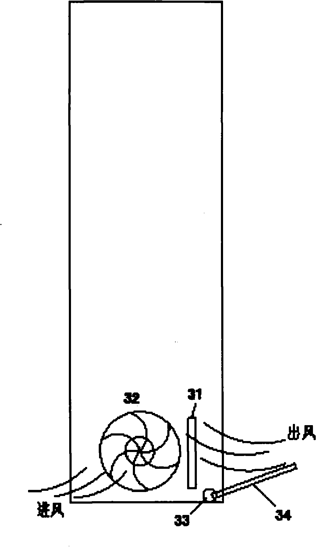 Air conditioner with air outlet at lower part and defrosting and dehumidifying method for same