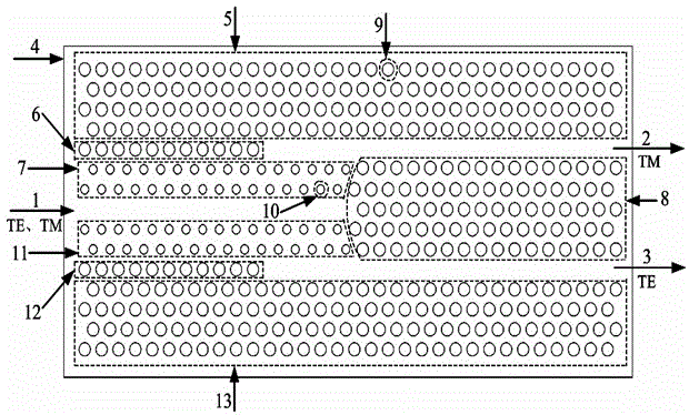 Terahertz polarization beam splitter in branch structure