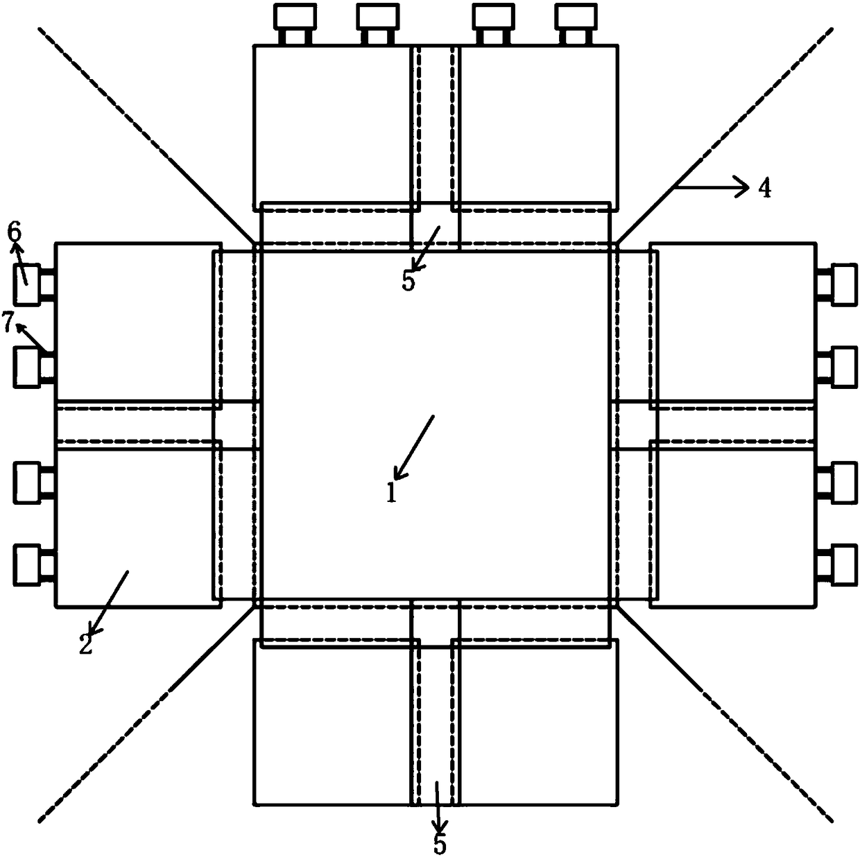 Superlarge floating platform based on modularizing and hybrid mooring