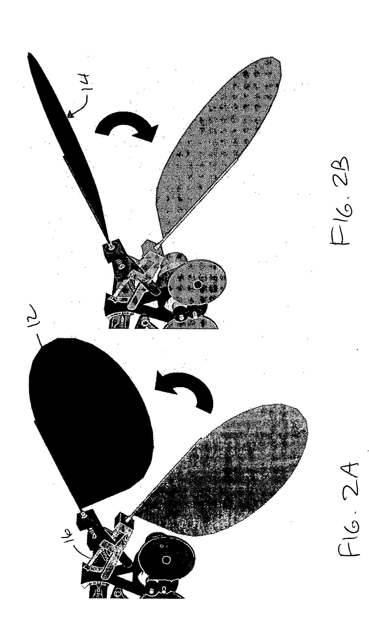 Mechanism for biaxial rotation of a wing and vehicle containing such mechanism