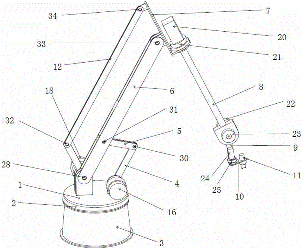 Six-freedom-degree eight-rod series-parallel connection spraying robot