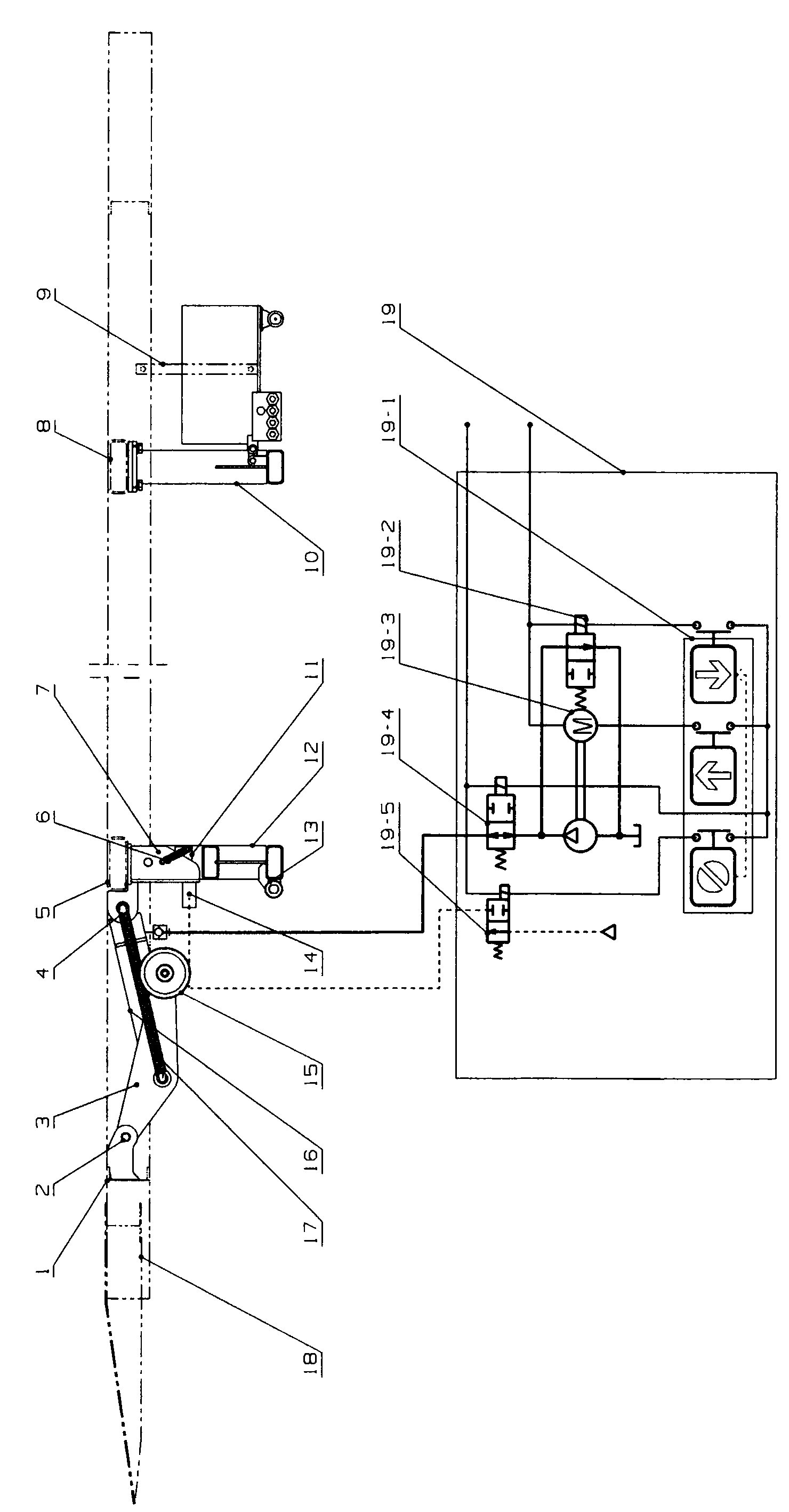 Automatic inclination lifting mechanism for automobile body correcting machine