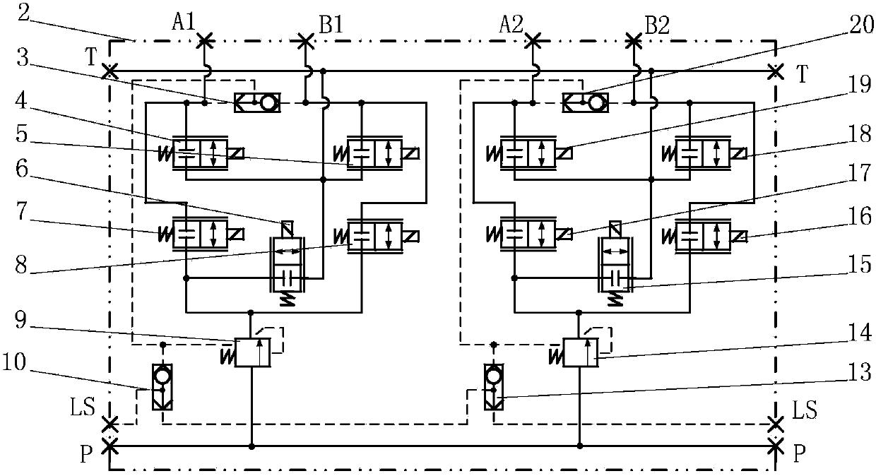 Combination valve with load sensitive function and capable of controlling inlet and outlet oil ways independently