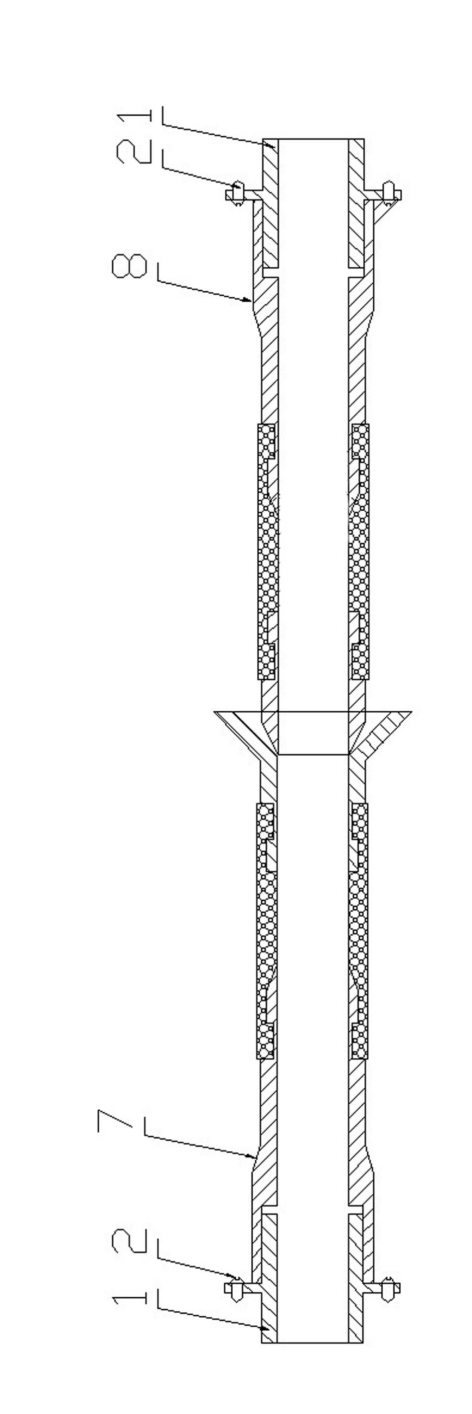 Elastic alignment pipe component for perforation of oil and gas wells