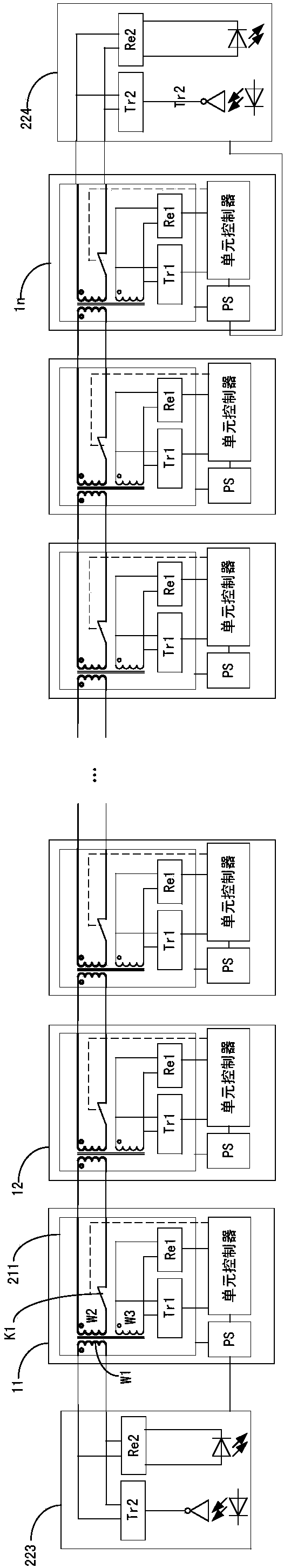 Communication system for cascaded power conversion equipment