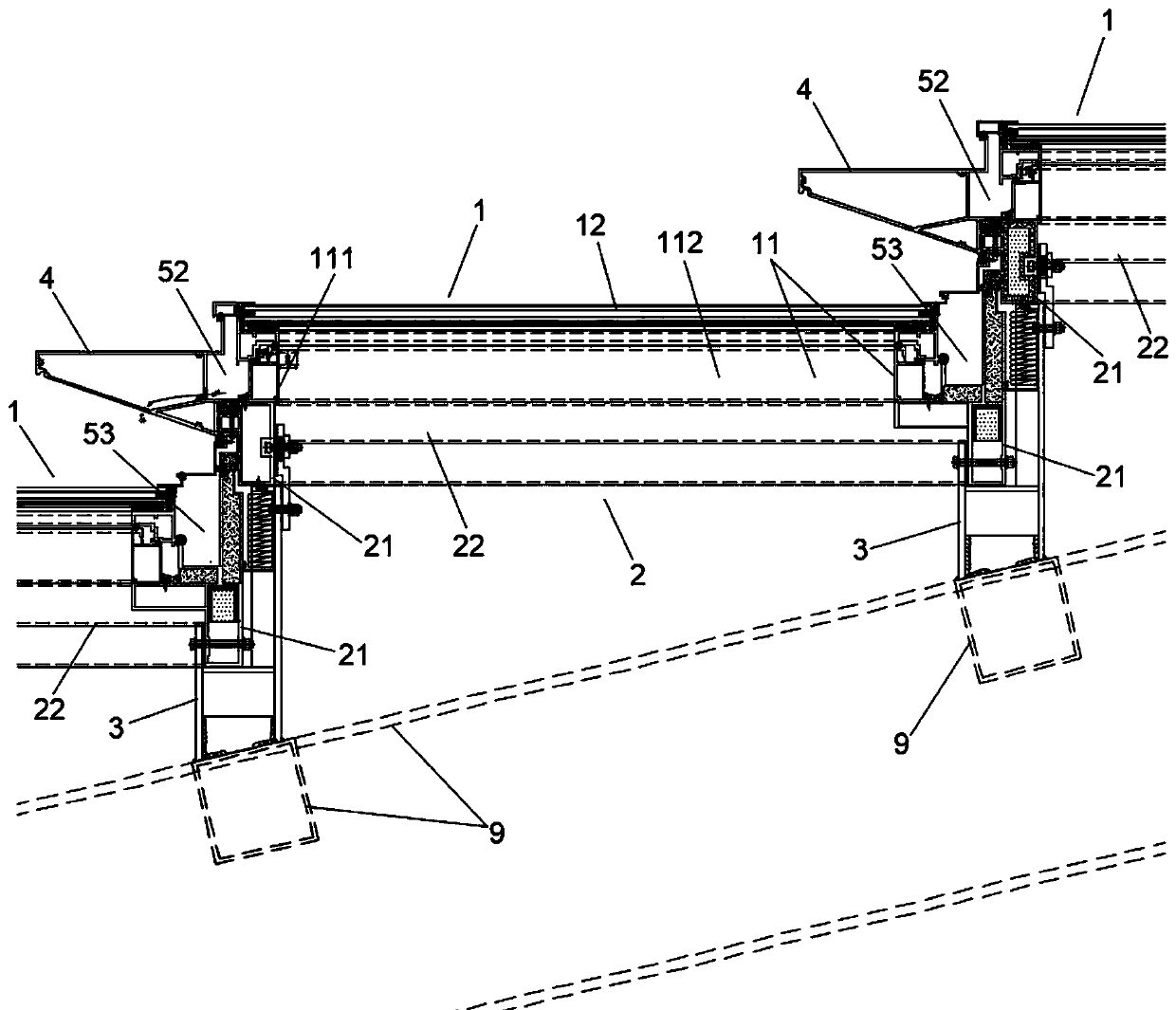 Skylight system with built-in drainage structure