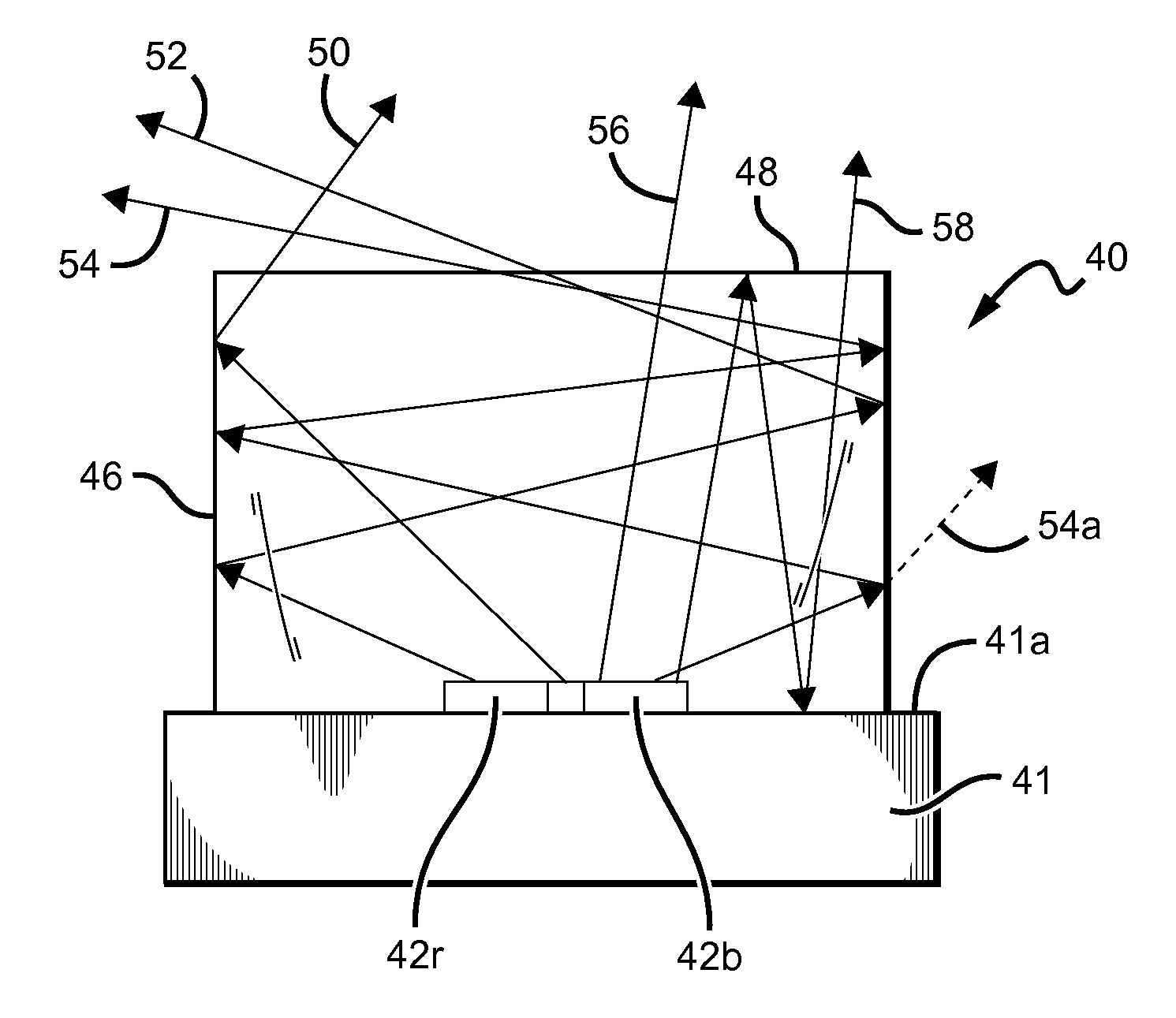 Emitter package with integrated mixing chamber