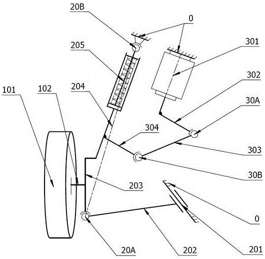 Double-crank transmission Macphersan wiring control independent steering system