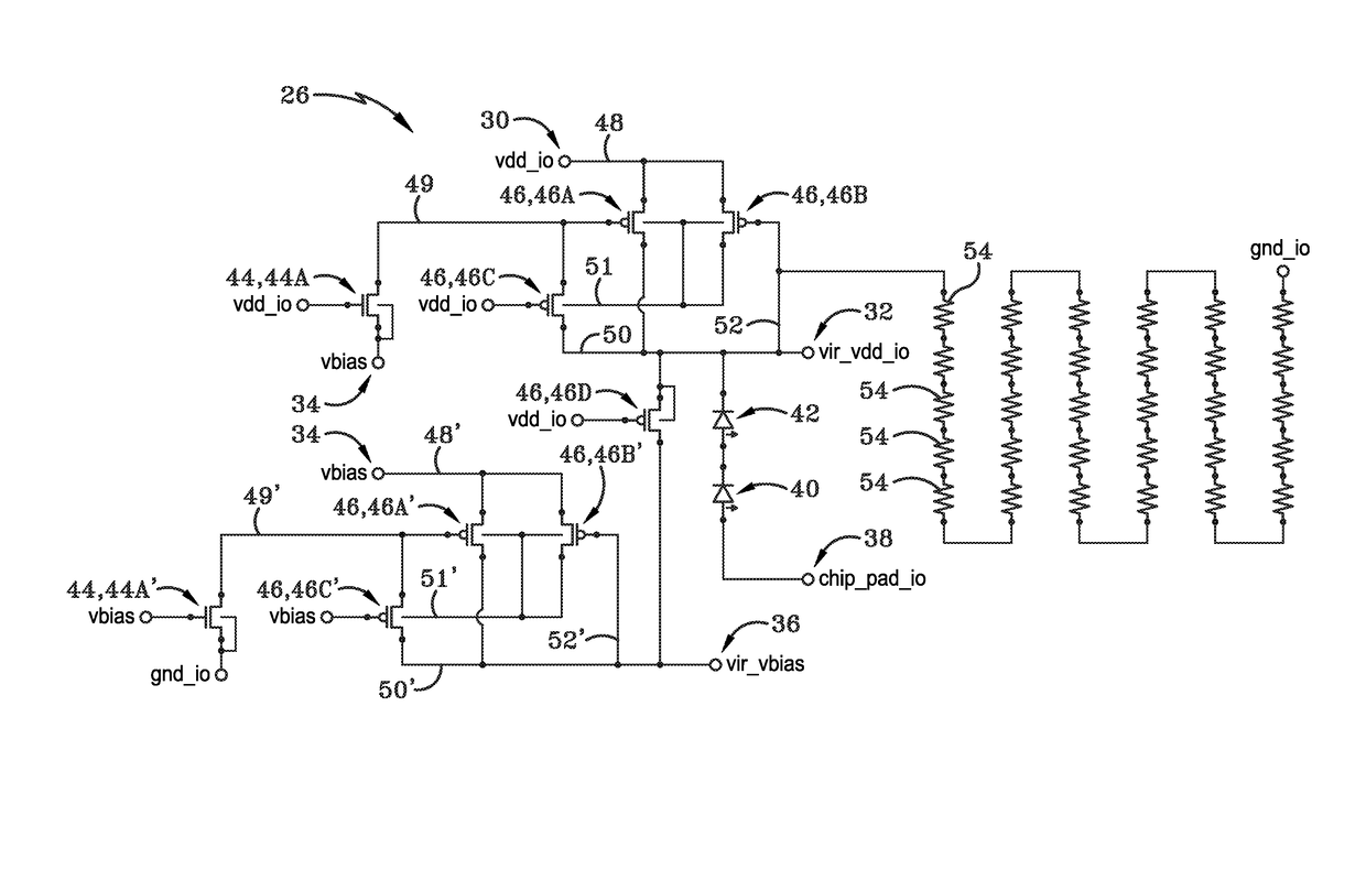 Extended voltage range coldspare tolerant off chip driver