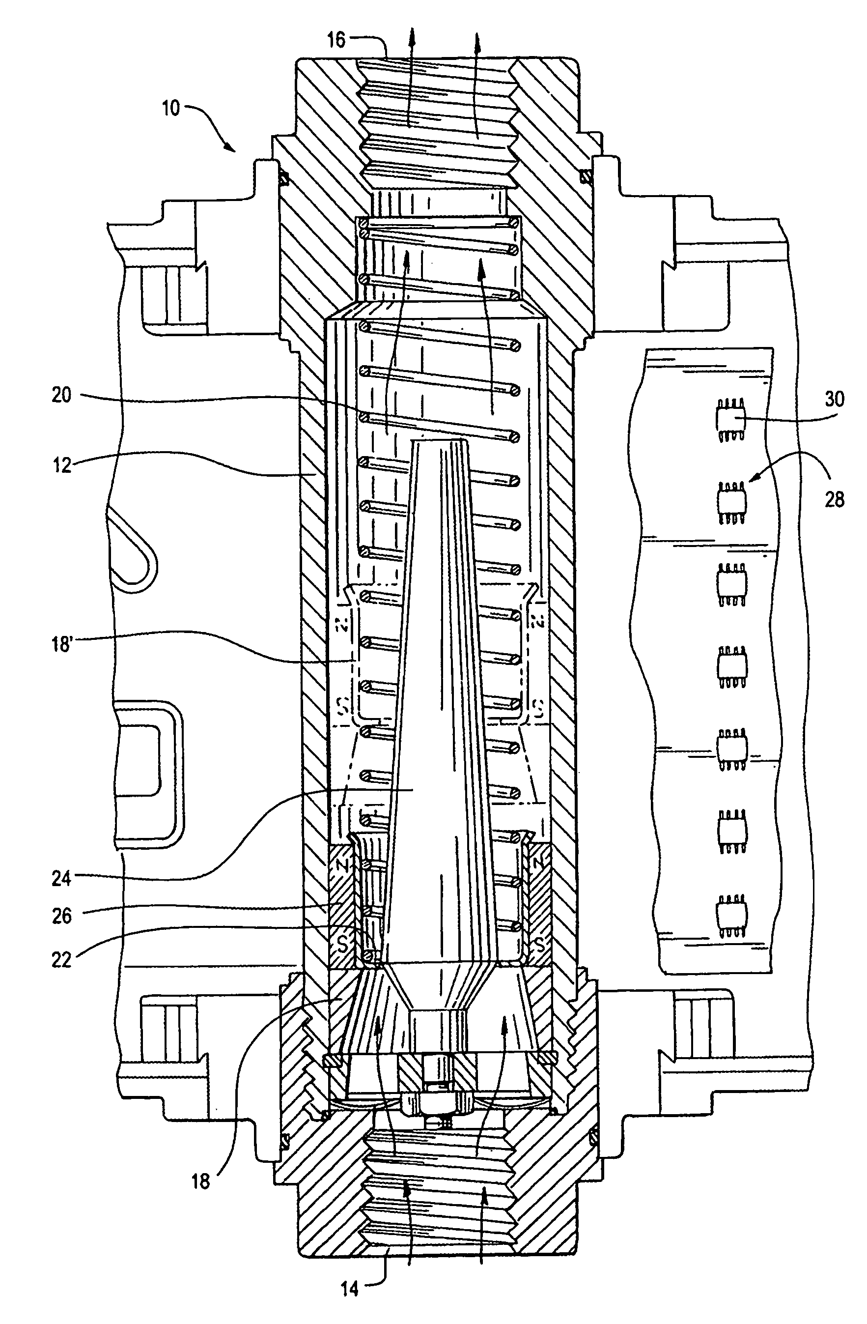 Flow meter with magnetoresistive sensors and method of measuring flow