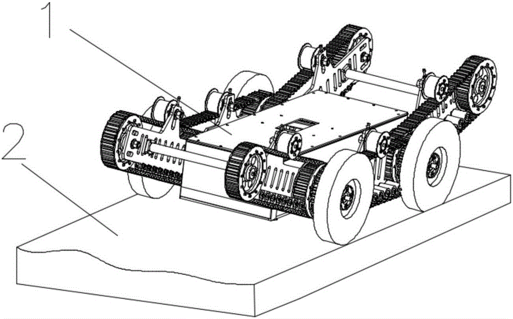 Shock absorption chassis and transformer substation wheel-track type obstacle crossing robot with shock absorption chassis