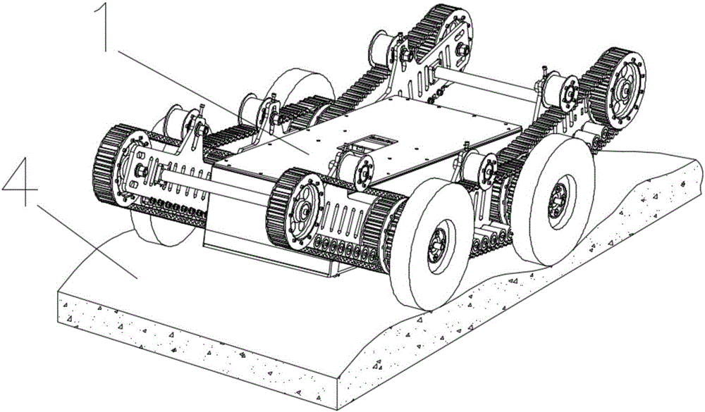 Shock absorption chassis and transformer substation wheel-track type obstacle crossing robot with shock absorption chassis