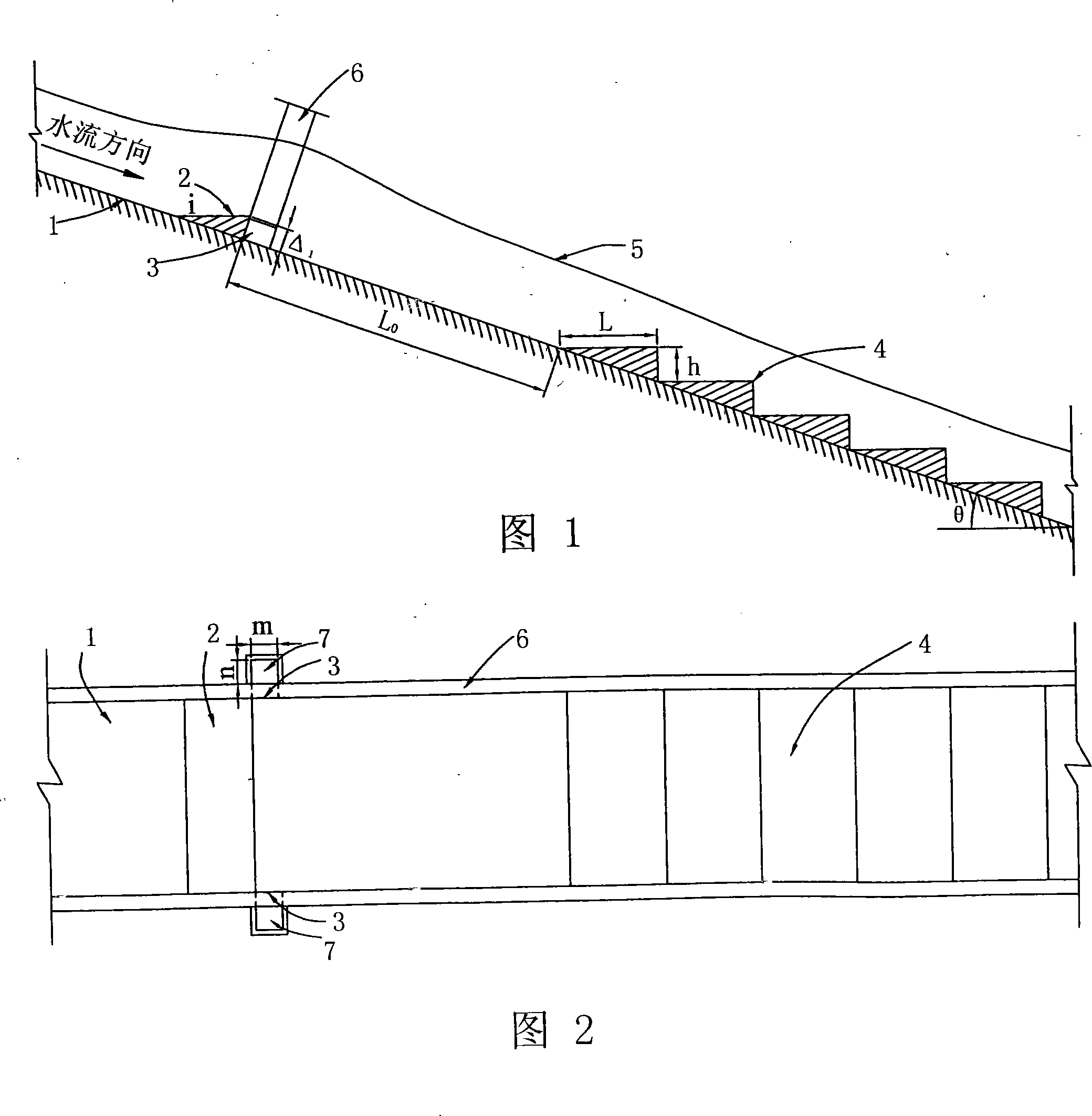 Ladder energy dissipater with doped gas device preposed